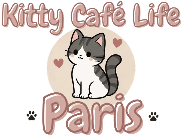Kitty Café Life — Paris: the family's grey-and-white tabby badge.